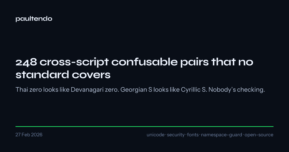 248 cross-script confusable pairs that no standard covers